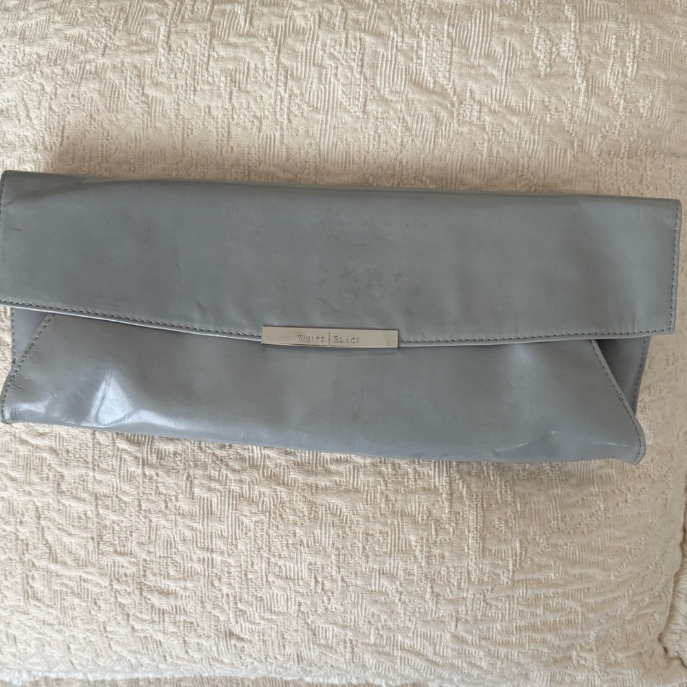 White House Black Market Gray Metallic Clutch never used NWOT